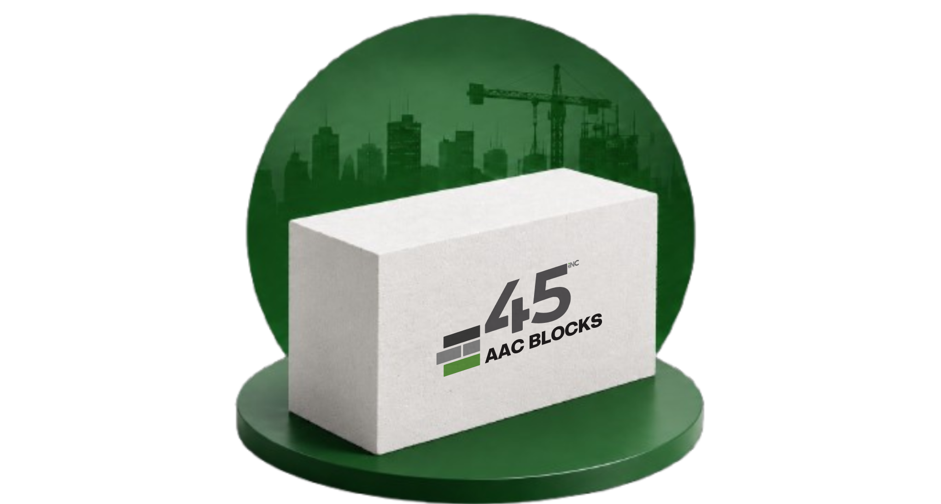 45 AAC Block on green platform with city skyline